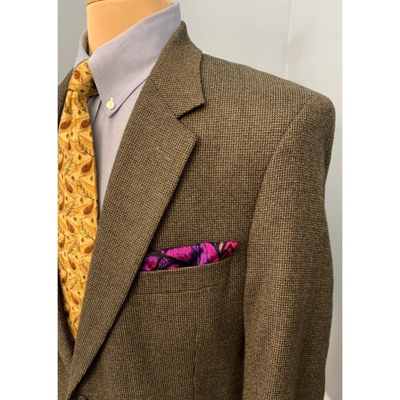 Oak Creek Tweed Blazer Mens 44L Lambs Wool Jacket Brown Sportcoat - Picture 2 of 11